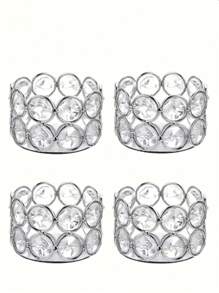 1/4/8/10/12/24 piezas Portavelas decorativos de cristal dorados/plateados de 1.6 pulgadas de altura, aptos para ceremonia de boda, centro de mesa para comedor, Navidad, regalos de Año Nuevo