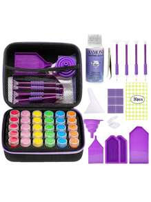 1 Set 5D Diamond Painting Full Tools Kit, Include Diamond Glue, Diamond Painting Pen, Tray, Etc. Suitable For DIY Lovers, Holiday Gifts