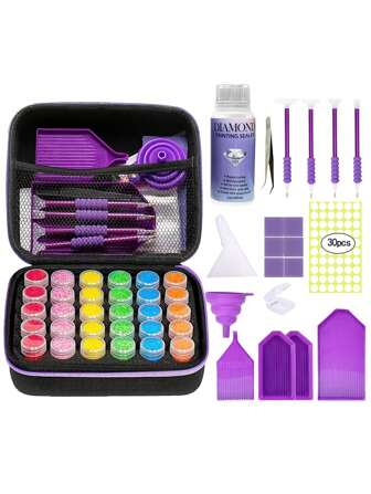 1 Set 5D Diamond Painting Full Tools Kit, Include Diamond Glue, Diamond Painting Pen, Tray, Etc. Suitable For DIY Lovers, Holiday Gifts