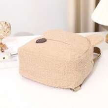 1pc Customized Embroidered Name Bear Daily Backpack, Plush Material For 3-6 Years Old , And (Khaki)