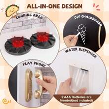 Homasis Play Kitchen Toy Set W/ Chalkboard Oven Sink Curtain Microwave Water Dispenser - White - View 8