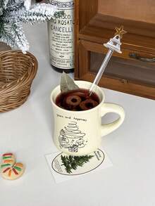 1 件 270 毫升圣诞树陶瓷杯，圣诞女孩设计咖啡杯，适用于热饮或冷饮，可爱的杯子礼物，圣诞礼物，适用于卡布奇诺、拿铁、牛奶 - 彩色 - 查看 5