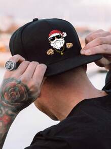 1 件“圣诞装饰帽”字母印花男女通用时尚嘻哈帽，街头运动嘻哈可调节棒球帽