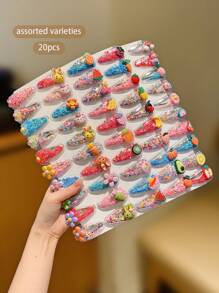 20pcs/Set Random Cartoon Cute Glitter BB Hair Clips, Suitable For Daily Use - Multicolor - View 1