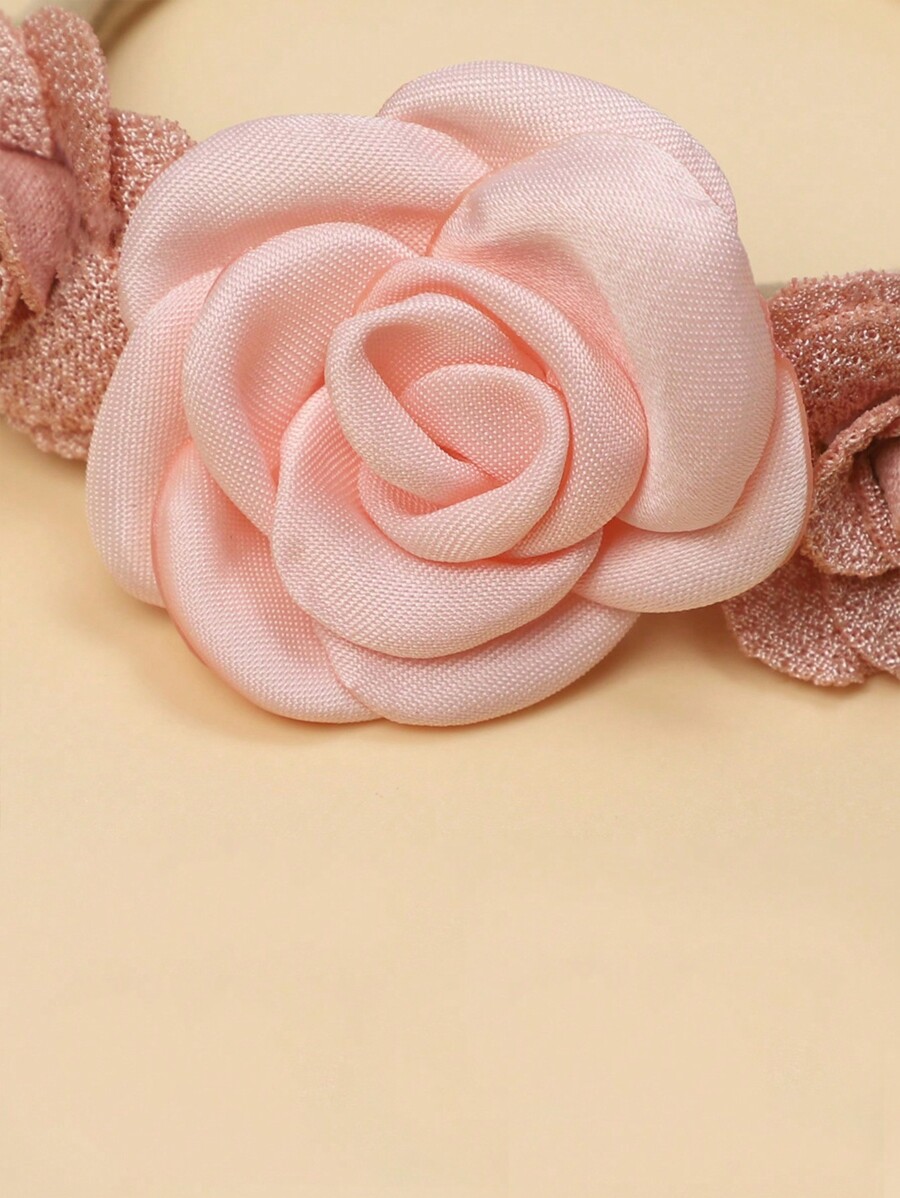 Baby Hair Accessories Headbands, Sweet Rose Flower Elastic Nylon