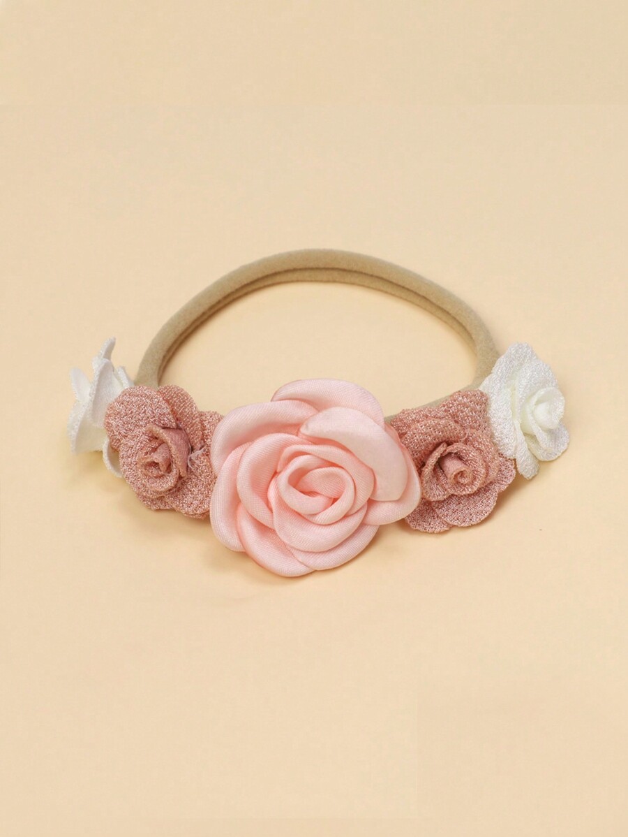 Baby Hair Accessories Headbands, Sweet Rose Flower Elastic Nylon