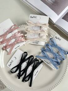 3pcs Girls' Bow Ribbon Hair Clips, Crocodile Hairpins For Ponytail, Bangs, Side Bangs, Headband, Simple Style, Suitable For Daily Wear
