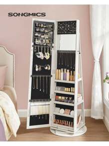 SONGMICS Jewelry Cabinet Valentine Day Back To School Dormitory Storage - White - View 3