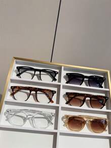 6 副/套椭圆形时尚高端男士休闲无度数眼镜 - 彩色 - 查看 4
