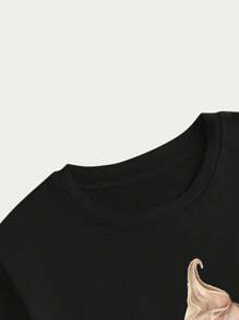 Snail Ice Cream T-Shirt Unisex Basic Printed Fashion T-Shirt - 黑色 - 查看 5