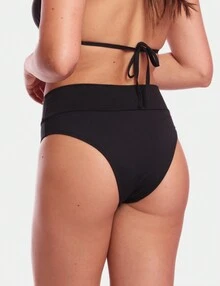 Women's Thong Bikini High-Rise Plain Beach Sun Summer - màu đen - Xem 2