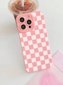 Y2K 美学，棋盘格图案相机保护哑光磨砂 TPU 粉色手机壳，兼容 和 Galaxy、16、16 Pro Max、16 Pro、16 Plus、手机壳、手机壳 17 Pro Max、保护套、可爱手机壳、手机壳、Galaxy 手机壳，适合作为礼物或个人使用 - 彩色 - 查看 1