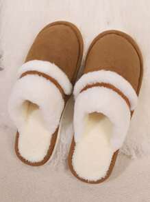 Women Rabbit Hair Thermal Slippers, Plush Lip & Thickened Thermal Lined Fluffy Slip-On House Slippers, Warm For Indoor Use