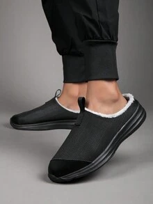 Herren Winter Hausschuhe, thermisch gefüttert, weiche Sohle, rutschfest, Hausschuhe für Innen und Außen - Schwarz - Übersicht 2