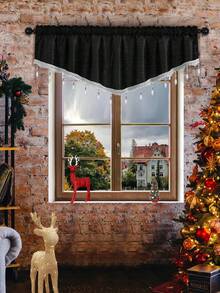 1 tấm rèm cửa viền ngọc trai hình chữ V màu đen, làm bằng nhung mềm của Ý, rèm cửa ngắn phong cách Châu Âu thích hợp cho các sự kiện, tiệc tùng, trang trí cửa sổ và cửa phòng khách hoặc phòng ngủ - màu đen - Xem 3