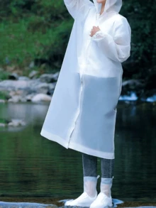 长款 EVA 男女通用雨衣，加厚防水雨衣，男女连帽雨衣，防水、防风、快干、透气 - 非常适合骑自行车、徒步旅行和户外探险 - 彩色 - 查看 6
