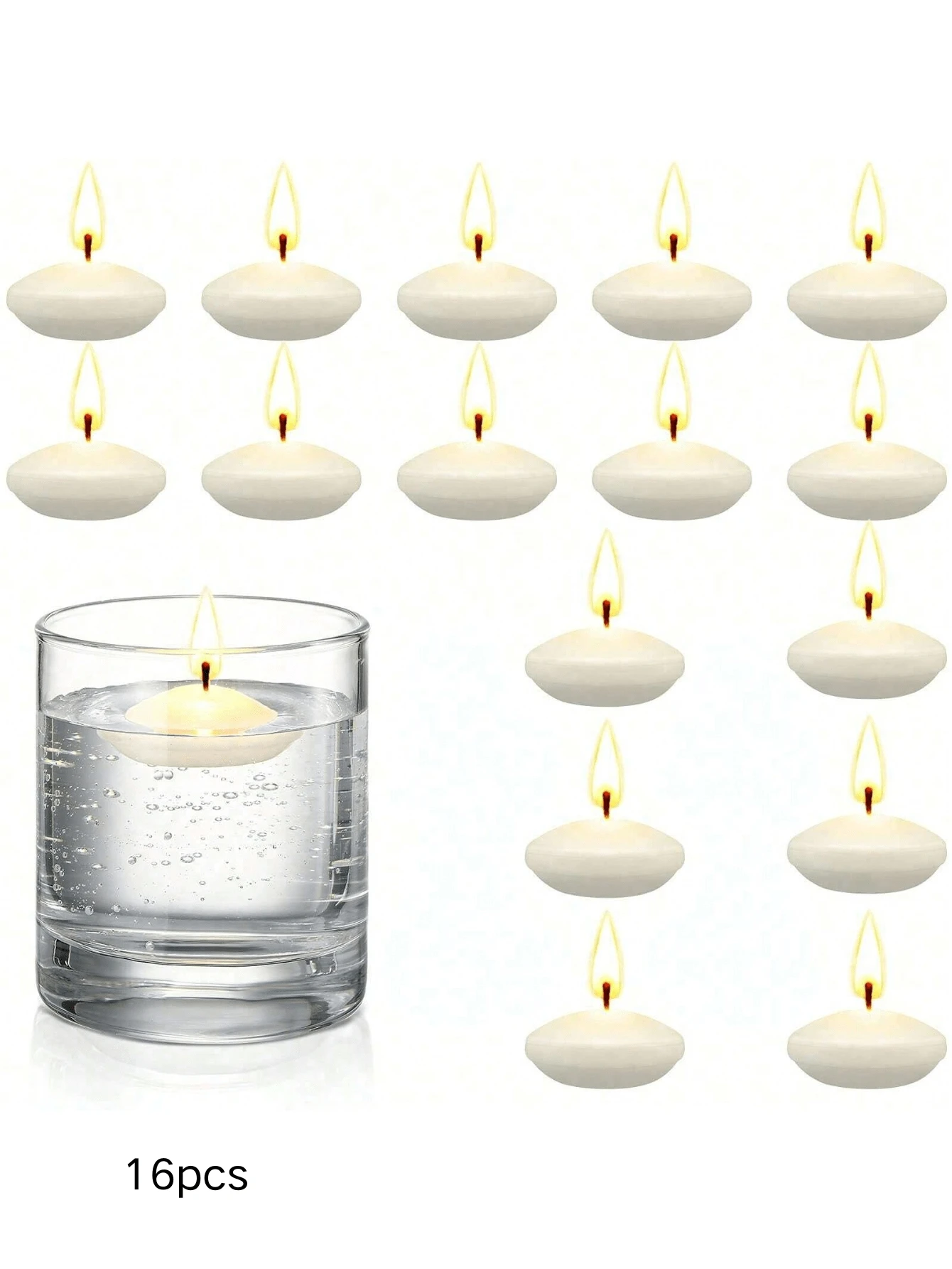6 件/10 件/16 件小漂浮蜡烛，适合婚礼、节日和庆典的浪漫水蜡，闪光无烟石蜡，情人节漂浮蜡烛，婚礼装饰， - 多樣化香型 - 查看 1