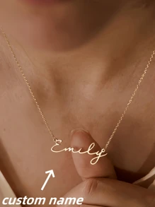 1pc Gold Rose Gold Exquisite Minimalist Name Necklace, 18K Gold Plated Name Necklace, Personalized Minimalist Name Necklace, Custom Name Jewelry, Christmas Gift Thanksgiving Christmas