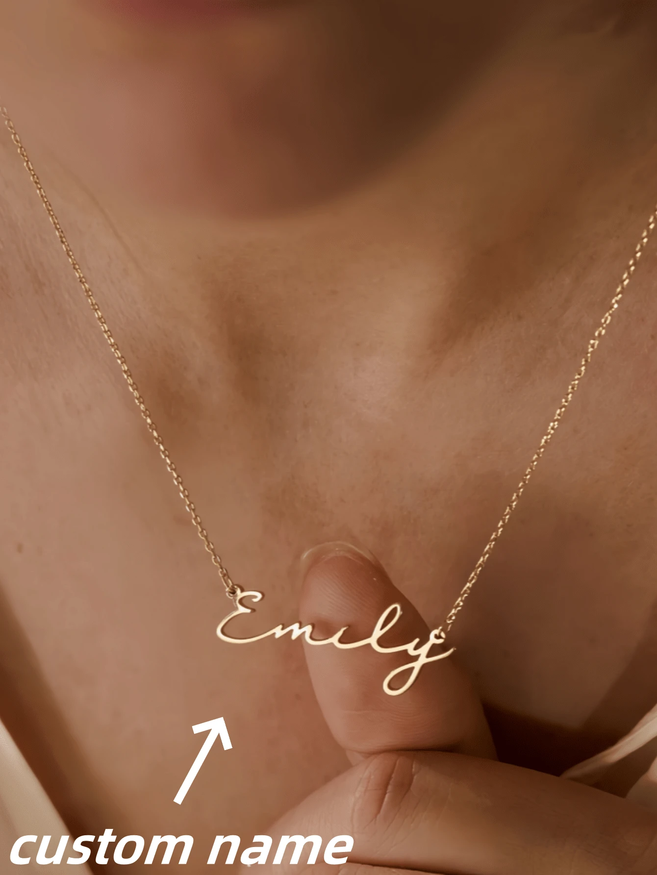 1pc Gold Rose Gold Exquisite Minimalist Name Necklace, 18K Gold Plated Name Necklace, Personalized Minimalist Name Necklace, Custom Name Jewelry, Christmas Gift Thanksgiving Christmas