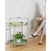 2 Tier End Table - Metal Side Table Waterproof Small Sofa Coffee Side Tables Bedroom Indoor Outdoor - 阿特羅維倫斯 - 查看 3