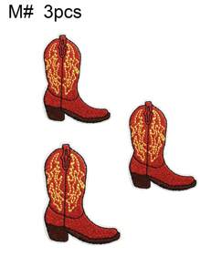 1 Set Of 3/6pcs Pink West Cowboy Shoes Embroidered Patches High Heels And Boots DIY Clothing Iron On Patches Sew Suitable For Backpacks, Jeans, Jackets, Hats, Decorative Accessory Cloth Stickers - Multicolor - View 20