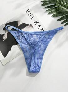 3pcs/Set Women's Low Waist Sexy Lace Thong Panties, Floral Pattern Sexy Lingerie - Multicolor - View 4