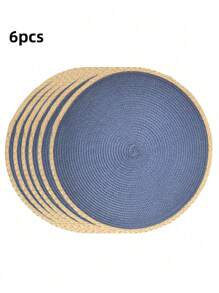 14 Inch Round Woven Placemat, 2/6 Pcs Washable Heatproof Placemats For Dining Table, Non-Slip For Indoor/Outdoor Use, Suitable For Dinner, Events, Family Gatherings, Thanksgiving, Christmas, Easter