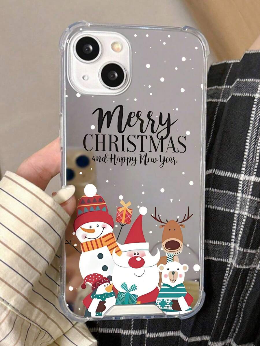 1 件冬季圣诞图案亚克力镜面手机壳,适用于 iPhone - 彩色 - 查看 1