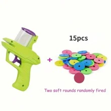 1 pieza Juguete interactivo para gatos con diseño de patrón de dibujos animados, 15 discos de espuma, plástico duradero, sin batería, color aleatorio