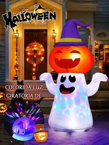 CcRetro  Inflable Halloween, Inflables Halloween Exterior, Halloween Decoracion con Fantasma y Calabazas, Halloween Inflable con Luces LED, para Patio, Fiestas, Decoración Halloween(1.5M) - Multicolor - Ver 6