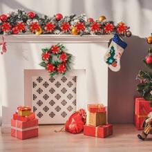 10 件人造红色一品红花，圣诞花装饰，14 厘米/5.5 英寸圣诞人造饰品，适合派对装饰饰品带夹子和茎闪光 DIY（红色） - 彩色 - 查看 4