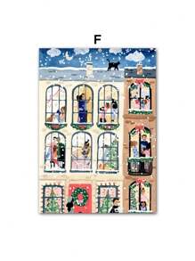 1 pezzo Quadro su tela con dipinto di regalo invernale natalizio, di un camino, motivi scandinavi, per decorazione della parete del soggiorno senza cornice