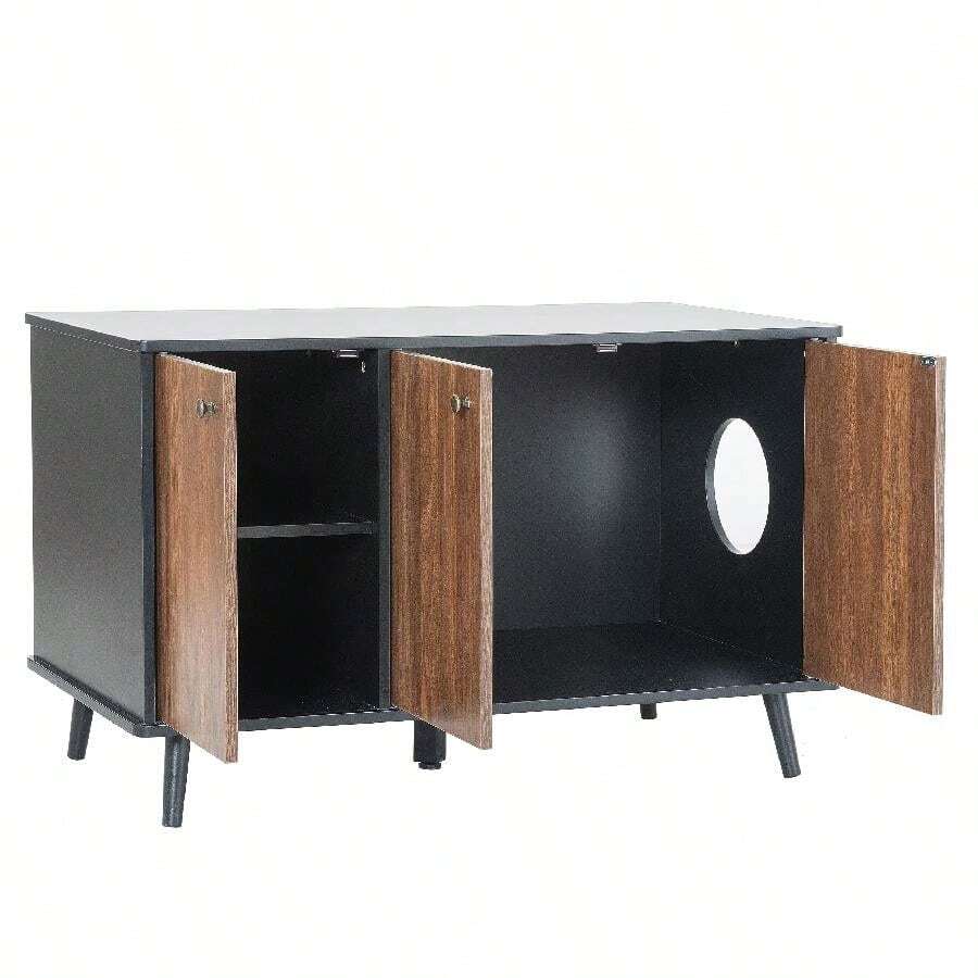 Cat Litter Box Enclosure, Wooden Cat Washroom Furniture With Hidden