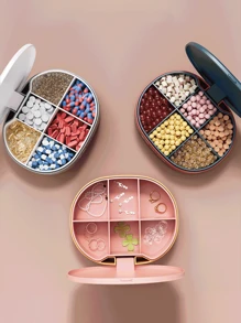 Customized 6 Compartments Sealed Large Capacity Pill Box Portable Weekly Medication Storage Container