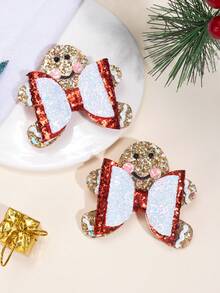 2 chiếc nơ cài tóc Giáng sinh cho phụ nữ, nơ hình người bánh gừng lấp lánh, kẹp cá sấu có lót đầy đủ màu đỏ trắng vàng lấp lánh, kẹp tóc nơ Giáng sinh dễ thương, kẹp tóc hình người bánh gừng, tiệc Giáng sinh, quà tặng Giáng sinh, trang trí Giáng sinh, kẹp tóc nơ, phụ kiện tóc cho phụ nữ - Người đàn ông bánh gừng Giáng sinh - Xem 6