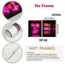 2 件/套，帆布挂画，准备好了没 - 霓虹帆布墙艺术带框墙艺术适用于卧室客厅厨房家居装饰可直接悬挂 - 彩色 - 查看 14