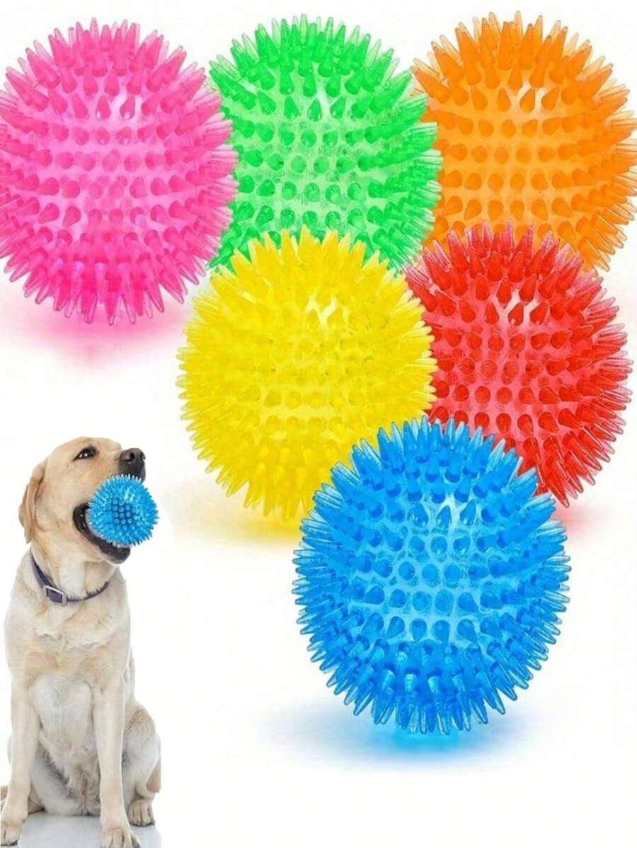 1pc Squeaky Dog Toy Balls (6 Colors) Puppy Chew Toys For Teething
