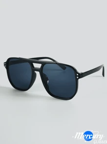 1pc New Retro Chic Double Bridge Aviator Frame Fashion Glasses, Versatile Daily Casual Outfit Accessory