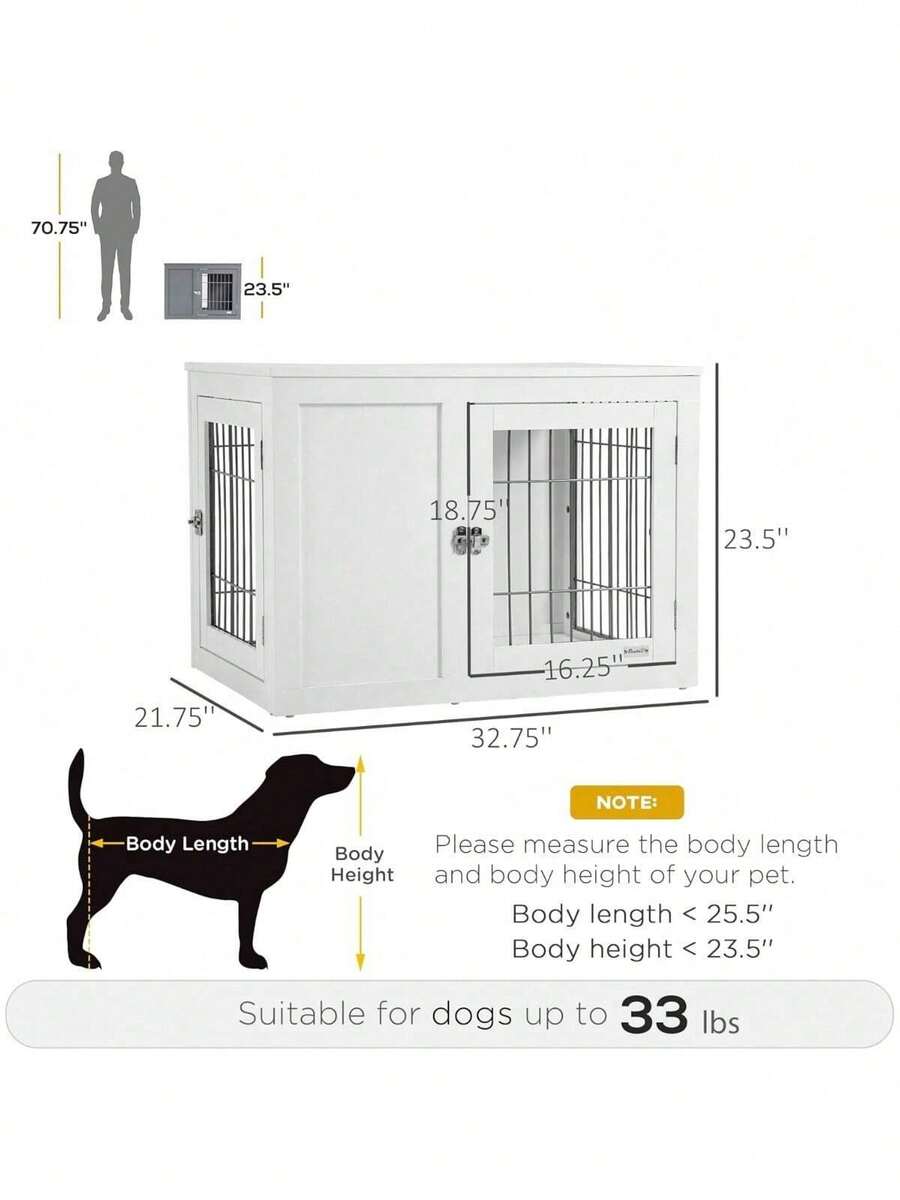 Dog Crate Furniture Wire Indoor Pet Kennel Cage, End Table With Double