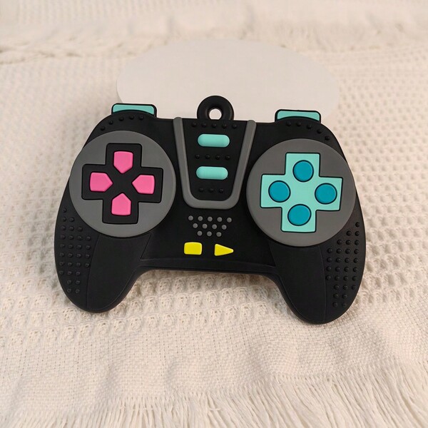 1 pieza Juguete de dentición en forma de mando de videojuego de silicona con elementos de estilo chino, juguete educativo de dentición de silicona, juguete de dentición con forma de consola de juegos linda, juguete de dentición ideal para bebés de 6 a 12 meses, juguete perfecto para masticar y estimular los sentidos, regalo ideal para Halloween, Acción de Gracias y Navidad