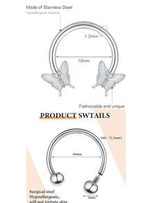 12-16 件鼻中隔环 16G 鼻中隔首饰 医用钢马蹄形环 耳轮 耳甲耳屏 唇鼻穿孔固定器 男女通用 - Silvery - 查看 3
