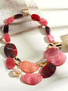 1 chiếc vòng cổ ngắn nhiều màu thời trang cổ điển, vòng cổ mặt dây chuyền nhiều lớp cho nữ, quà tặng trang sức trang trí bằng nhựa - chuỗi đôi - Xem 9