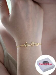 Vòng tay khắc tên bằng ngôn ngữ ký hiệu ASL, vòng tay chữ cái cá nhân hóa, trang sức thời trang bằng thép không gỉ mạ vàng, quà tặng ngày lễ cho gia đình và bạn bè. - Nhiều màu - Xem 2