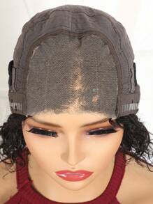 Short Curly Pixie Cut Wig Human Hair 4x4 Closure Glueless Wigs Human Hair Pre Plucked Pre Cut 6 Inch Brazilian Virgin Real Hair Pixie Wigs For  Women Natural Color  180% Density