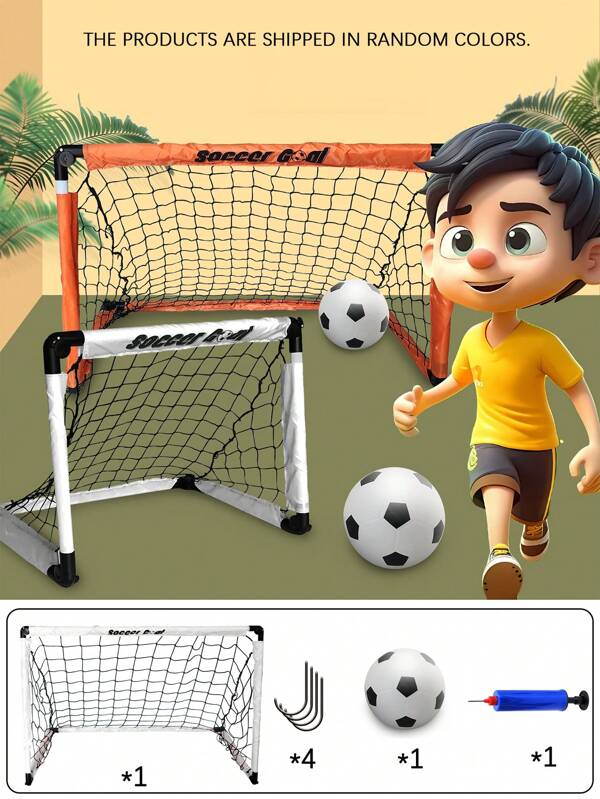 1set Children's Outdoor Sports Football Toy,Sports Toys, Football Toy. Interactive Game.Indoor And Outdoor Leisure Entertainment Toy.Training Goal Target Net, Portable Detachable Soccer Goal.