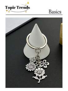 Móc khóa hợp kim hoa hướng dương Túi móc khóa Phụ kiện túi đeo vai Túi đeo chéo Túi xách Phụ kiện xe hơi Tiệc Quà tặng ngày lễ Sinh nhật Ngày lễ tình nhân Xu hướng thời trang Cô gái Nữ Sinh viên Đại học Quà tặng Giáo viên Y2K Lễ Tạ ơn - Bạc - Xem 3