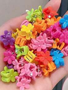 50 件彩色花朵发夹，时尚复古花朵发夹，休闲 ABS 树脂发饰，非常适合日常使用，美观实用 - 彩色 - 查看 6