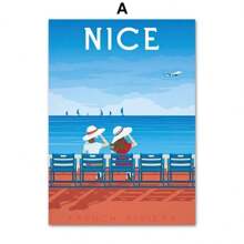 1PC Tranh minh họa phong cảnh thành phố du lịch nhiều màu sắc Tranh vải Canvas Pháp Đẹp Paris Monaco Nantes Poster Nghệ thuật Bắc Âu Trang trí phòng treo tường Không có khung - nhiều màu - Xem 45
