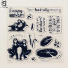 可爱小青蛙透明印章和模具套装 - 非常适合 DIY 剪贴簿、名片打印和工艺品 - 包括硅胶印章和切割模具 - 無色 - 查看 1