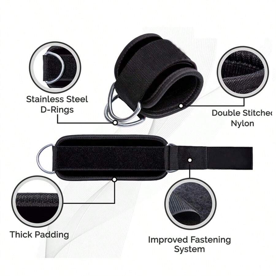 Fitness Ankle Straps Adjustable Double DRing Support Cuffs Gym Leg